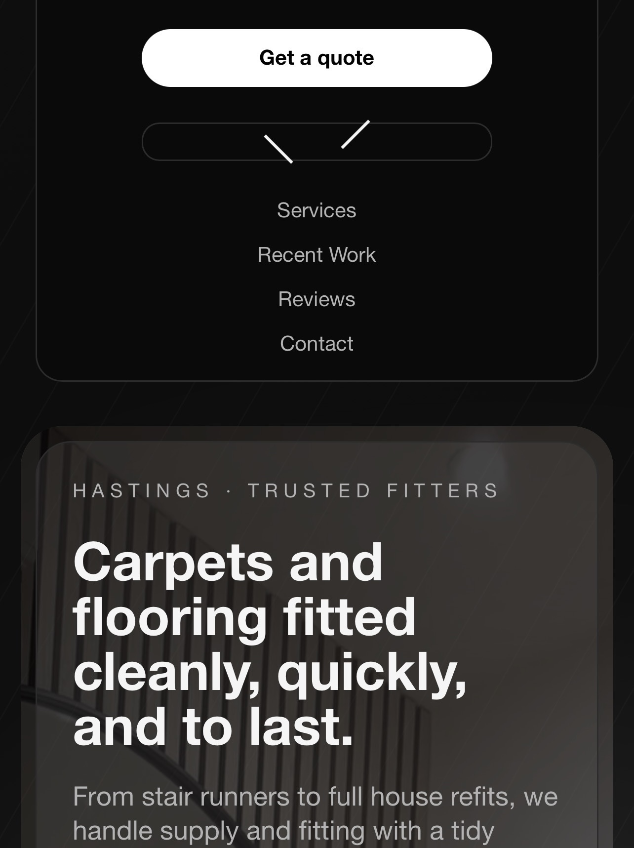 Mobile header with navigation menu open