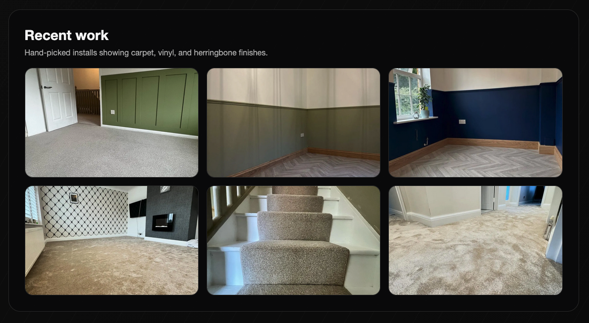 Desktop recent work gallery showing rotating images