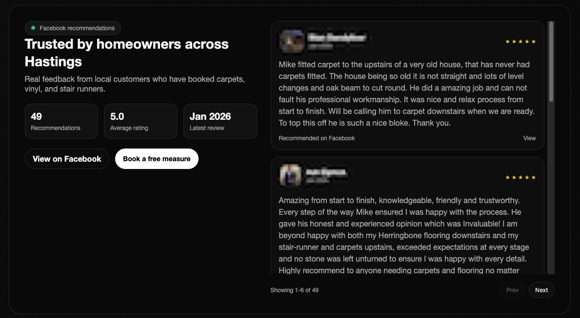 Desktop reviews section with verified review cards